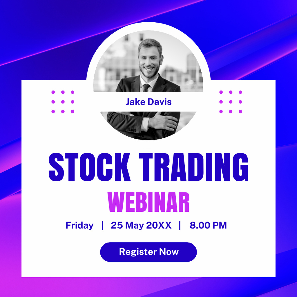 Training Webinar Announcement on Stock Trading with Expert Instagram Tasarım Şablonu