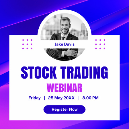 Training Webinar Announcement on Stock Trading with Expert Instagram Design Template