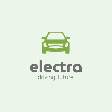 Emblem with Modern Electric Car Logo Design Template