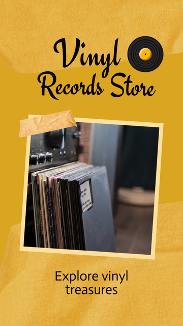Nostalgic Vinyl Records Collection In Store Offer Instagram Video Story Modelo de Design