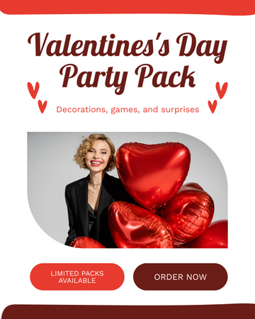Platilla de diseño Valentine's Day Party Pack With Balloons And Decor Instagram Post Vertical