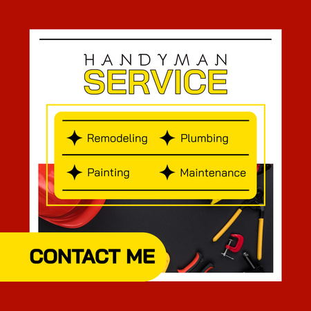 Handyman Services Helmet and Professional Tools Animated Post Design Template