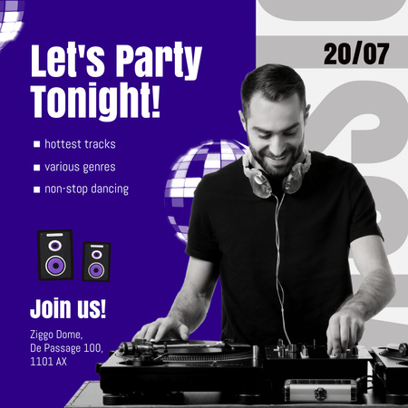 Music Party Ad Animated Post Design Template