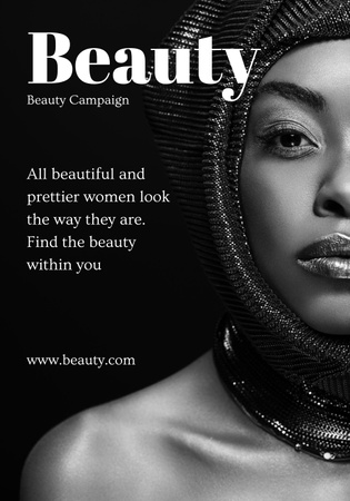 Beauty Campaign with Beautiful African American Woman Poster 28x40in Design Template