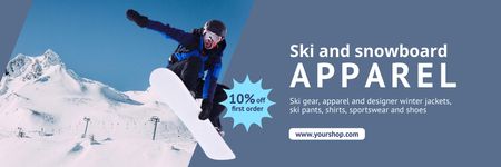 Oferta de venda de vestuário para esqui e snowboard Email header Modelo de Design