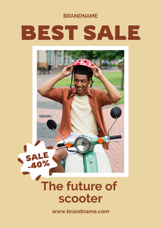 Scooter Sale Announcement with Discount Offer Poster Design Template