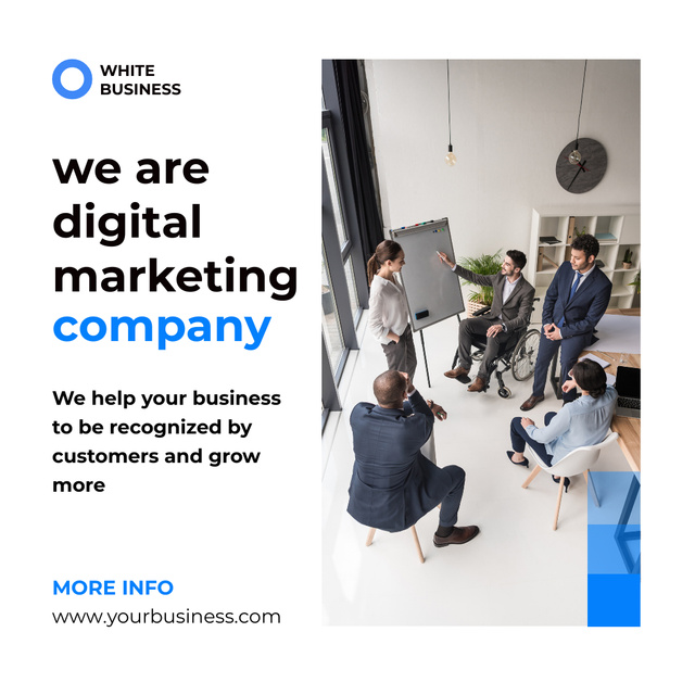 Ontwerpsjabloon van Instagram van Digital Marketing Company Ad With Office Discussion
