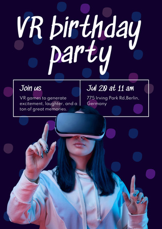 Virtual Birthday Party Announcement Poster Design Template