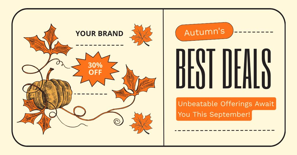 Template di design Autumn Pumpkin At Reduced Price In Yellow Facebook AD