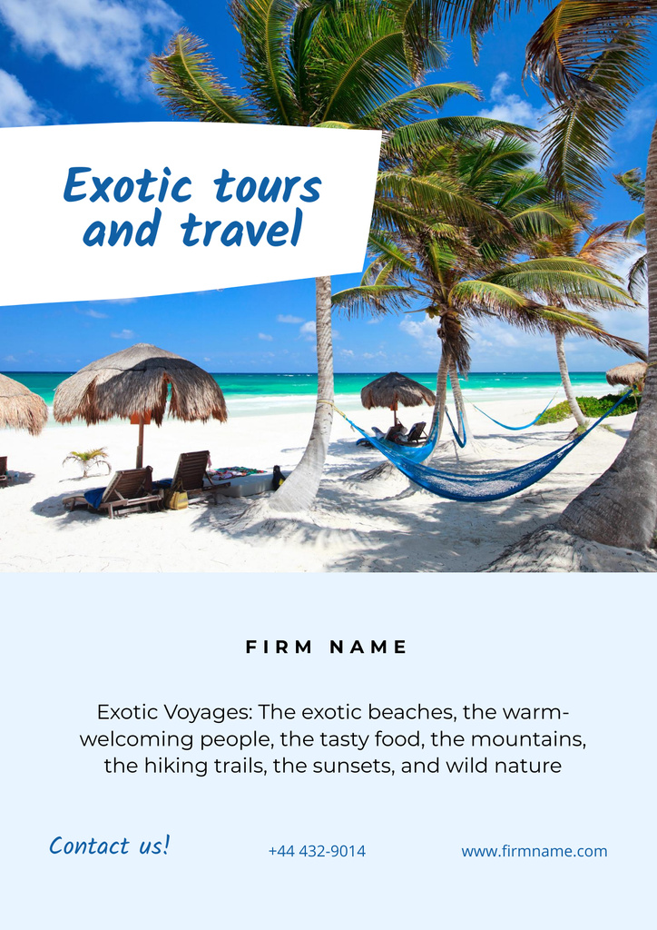 Travel Tour Offer with Sunny Beach Poster Modelo de Design