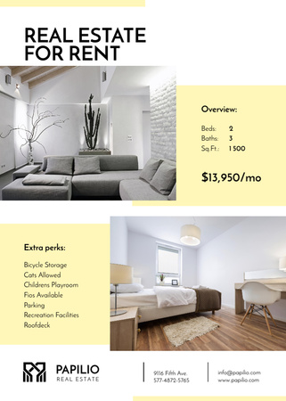 Real Estate Rental Property with Cozy Interior Flayer Design Template