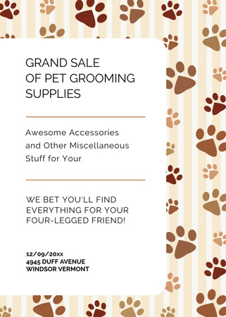Pet Grooming Supplies Sale with animals icons Invitation Design Template