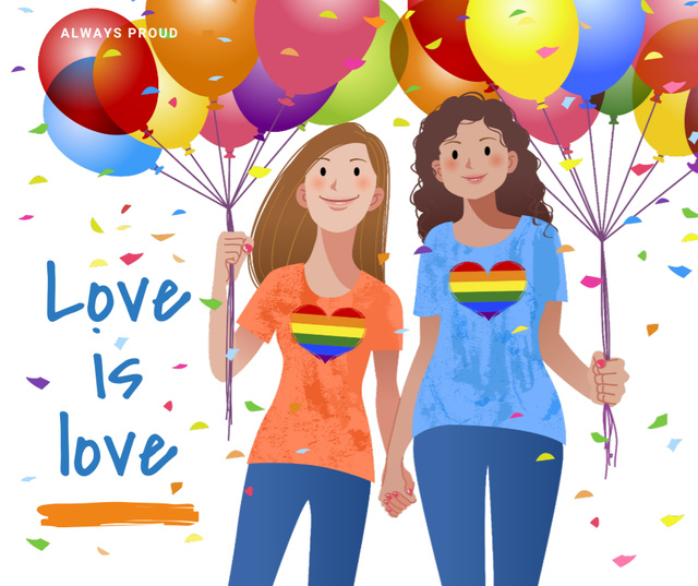 Designvorlage Women holding hands on Pride Month für Facebook