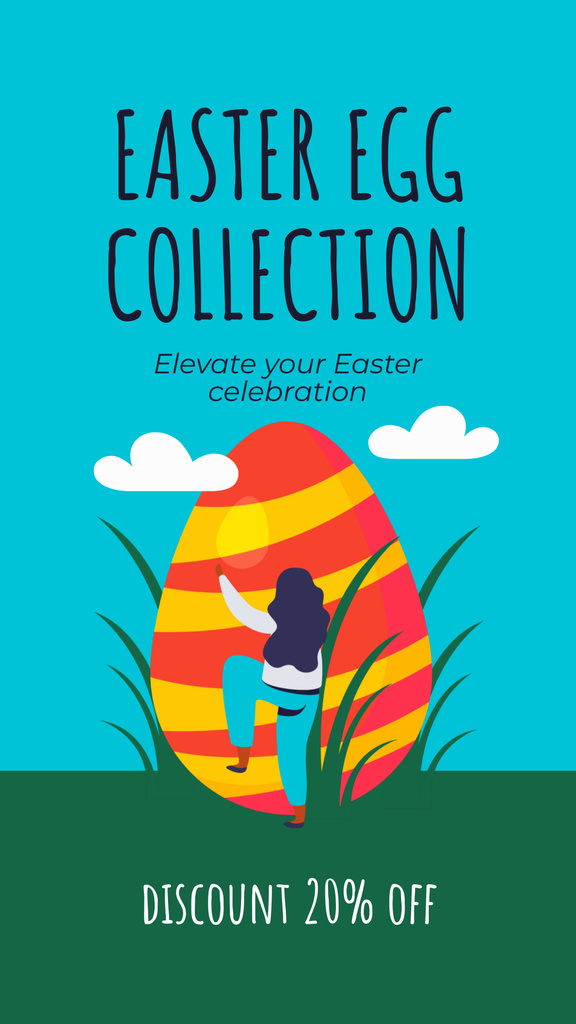 Designvorlage Easter Egg Collection Promo with Cute Illustration für Instagram Story