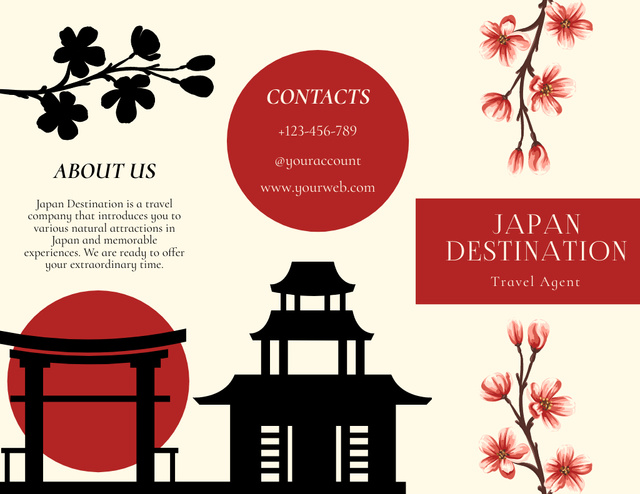 Designvorlage Travel to Japanese Destinations für Brochure 8.5x11in