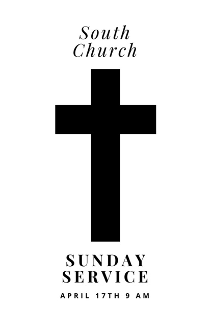 Easter Sunday Service Announcement with Cross Flyer 5.5x8.5in Tasarım Şablonu