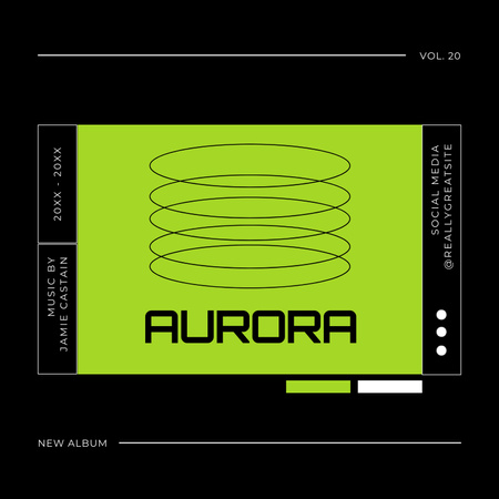 Designvorlage geometrische grüne und schwarze Komposition mit weißen Details für Album Cover