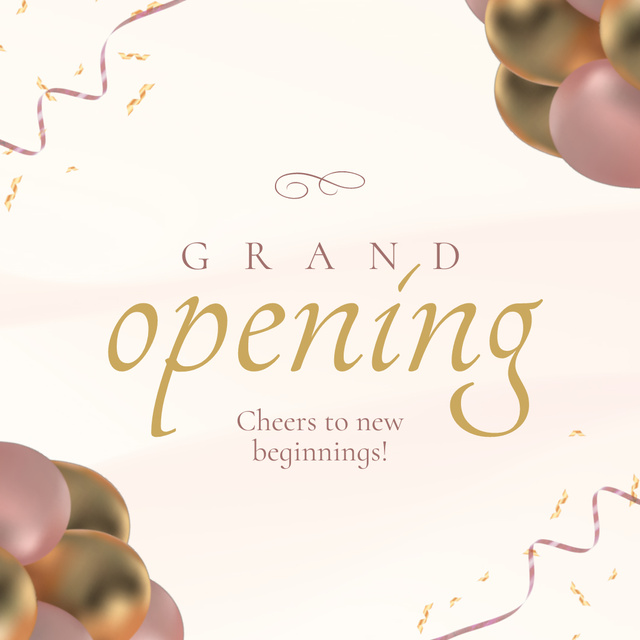 Grand Opening Event With Slogan And Balloons Animated Postデザインテンプレート