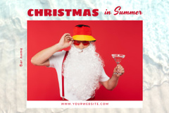 Lovely Christmas In Summer With Santa Costume And Cocktail