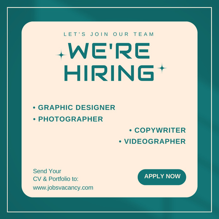 Designvorlage Creative Vacancies Announcement für Instagram