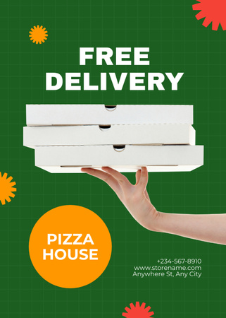 Yummy Pizza With Delivery Service From Pizzeria Flayer Design Template
