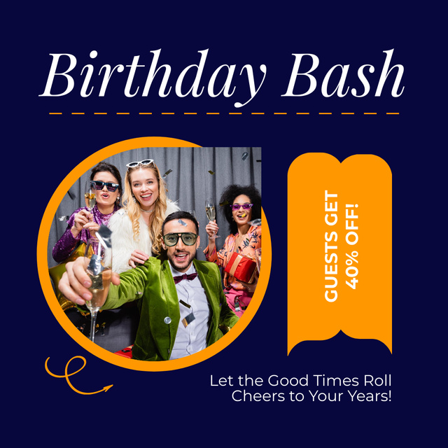Discount on Drinks for Guests at Birthday Party Instagram AD Design Template