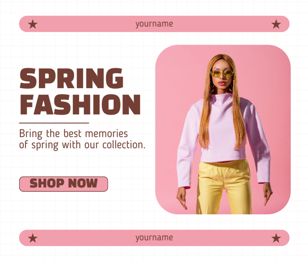 Spring Sale with Stylish Young Woman Facebook Design Template