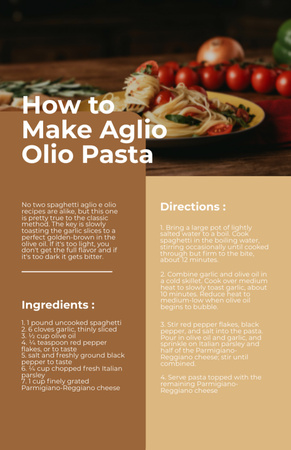 spagetti aglio e olio Recipe Card Design Template