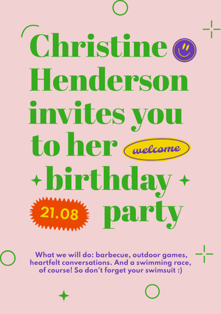 Designvorlage Birthday Party Invitation für Flyer A5