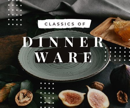 Plantilla de diseño de Dinnerware Sale with Raw Figs and Nuts by Plate Medium Rectangle 