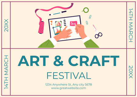 Arts And Craft Festival With Scrapbooking Tools Card Design Template