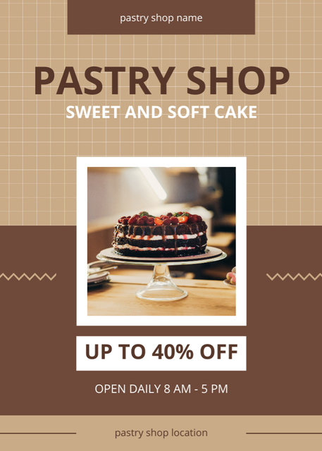 Pastry Shop Sale Ad on Beige Flayer Design Template