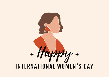 Wishes on International Women's Day with Beautiful Woman Postcard Design Template