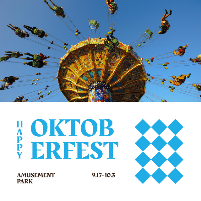 Platilla de diseño Oktoberfest Celebration Announcement with People on Carousel Instagram