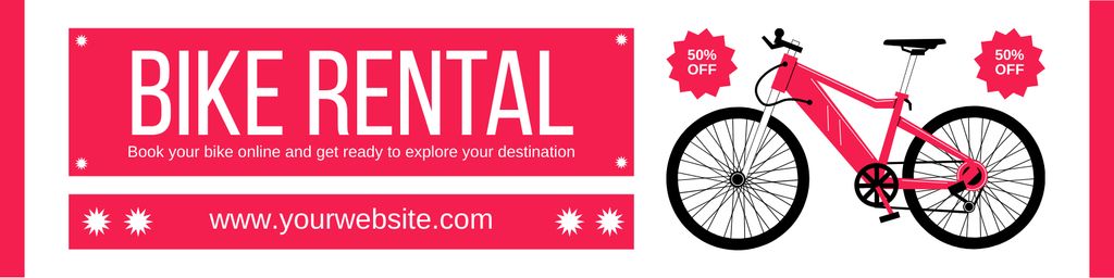 Designvorlage Bicycles for Rent Proposition on Bright Pink für Twitter