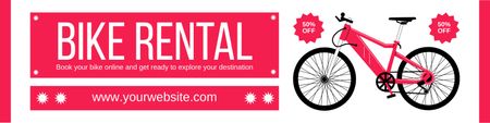 Návrh na pronájem jízdních kol v zářivě růžové barvě Twitter Šablona návrhu