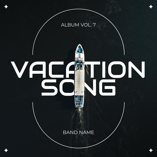 Album Cover with boat,vacation song Album Cover Design Template