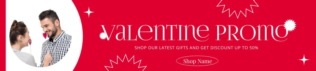 Valentine's Day Sale with Couple Ebay Store Billboard Design Template
