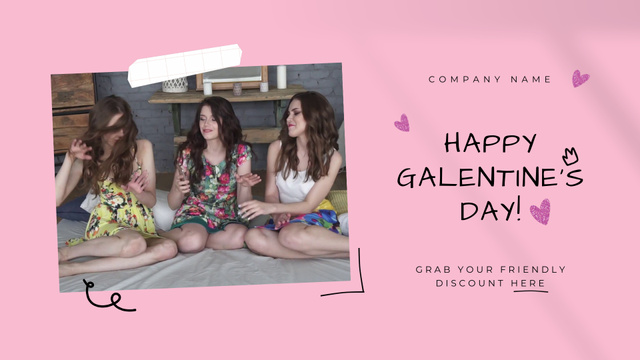 Besties Having Fun In Galentine`s Day With Sale Full HD videoデザインテンプレート