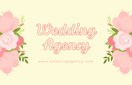 Plantilla de diseño de Promoción de agencia de bodas con flores rosas Business Card 85x55mm 