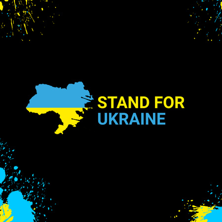 Stand with Ukraine on Black Instagram Design Template