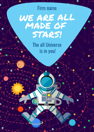 Inspirational Quote with Astronaut in Space Flyer A6 Design Template