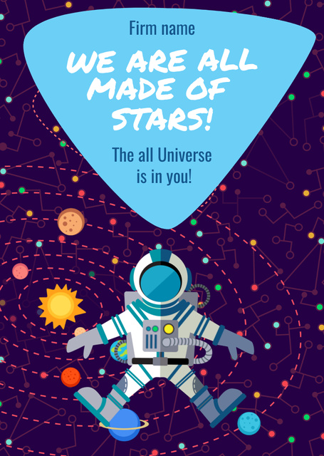 Template di design Inspirational Quote with Astronaut in Space Flyer A6
