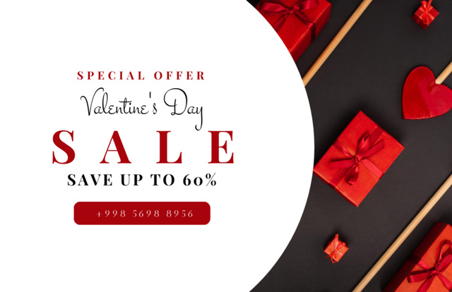 Special Discount Offer On Valentine's Day Romantic Presents Thank You Card 5.5x8.5in Šablona návrhu