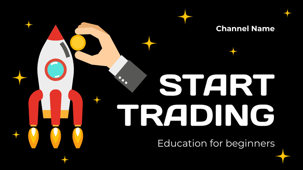 Stock Trading Education for Beginners Youtube Thumbnail Modelo de Design