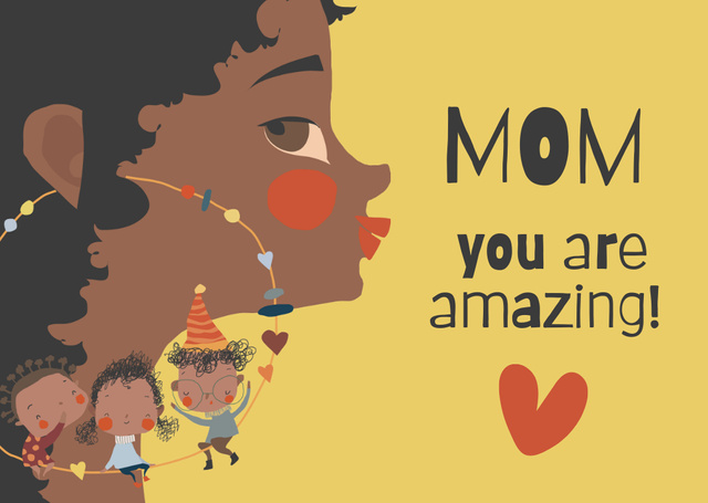 Mother's Day Holiday Greeting on Yellow Card – шаблон для дизайну