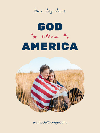 Couple celebrating USA Independence Day Poster US Design Template