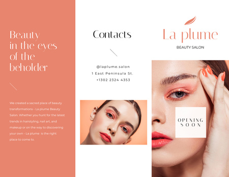Platilla de diseño Beauty Salon Ad with Woman with bright Makeup Brochure 8.5x11in