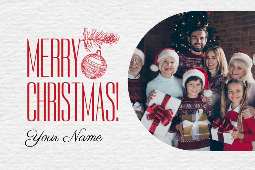 Christmas Holiday Greeting from Big Happy Family Postcard 4x6in – шаблон для дизайна