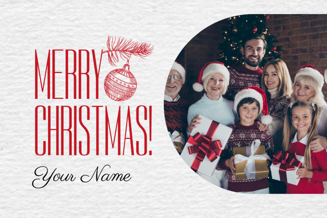 Christmas Holiday Greeting from Big Happy Family Postcard 4x6in Tasarım Şablonu
